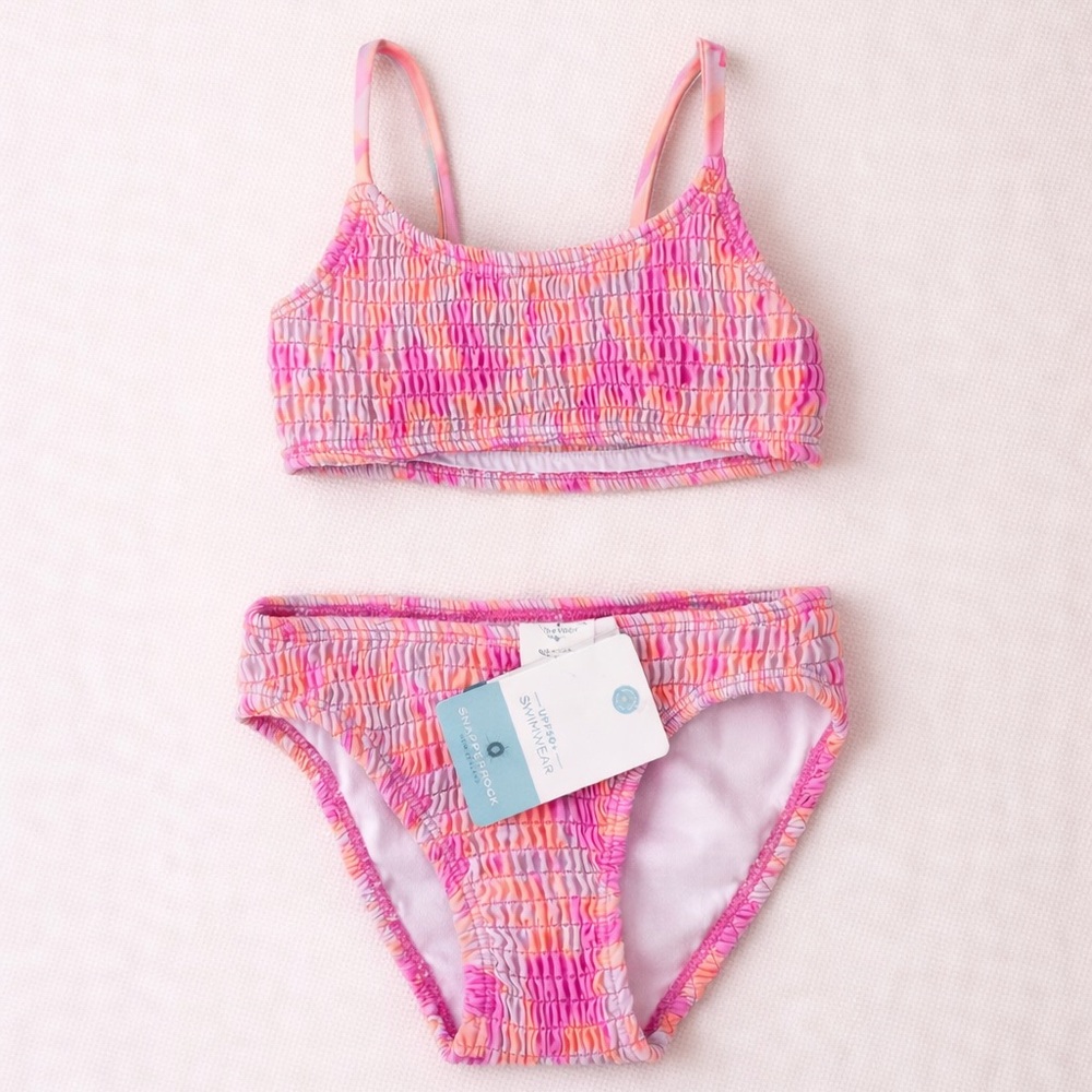 Snapper Rock Girls Pink Two Piece Swimsuit Size 3/4 NWT Designer Swimwear